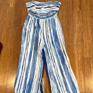 Lumiere Blue and White Striped Jumpsuit